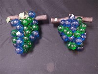 Two hanging 11 1/2" long green and blue lucite