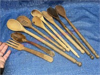 Old wooden kitchen utensils