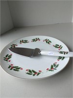 Porcelain Cake Plate w/Serving Knife (in box)