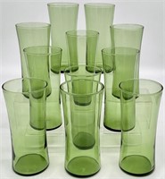 11pc Green Drinking Glasses