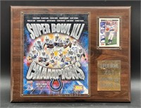 2007 INDY COLTS MANNING SUPER BOWL PLAQUE w/ CARD