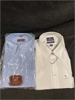 (2) Men's Dress Shirts Van Heusen 16.5 Blue And