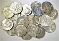 20-CIRC 40% SILVER KENNEDY HALF DOLLARS