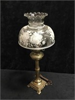 Brass Lamp with Glass Shade