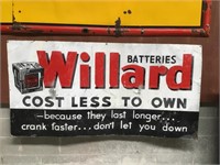 Early original Willard battery sign approx 6 x3 ft