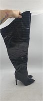 NEW Womens Faux Croc Thigh High Stiletto Boots