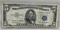 1953 a blue seal five dollar bill