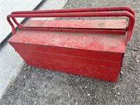 Red metal tool box