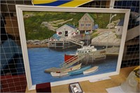 Sid Ball original acrylic oil painting-boat docks