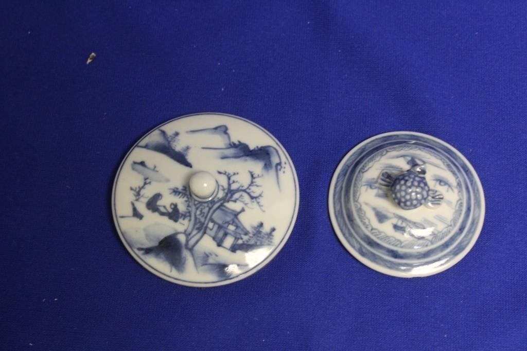 Lot of 2 Antique Porcelain Lids