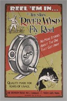"River Wisp" Fly Reel Tin Repro Advertising Sign