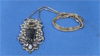 30" Sterling Chain & Pendant w/Stones(Citrine,