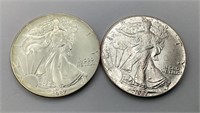 (2) 1987 Silver Eagles