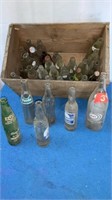 Vintage Wood Crate w/ Antique Pop Bottles