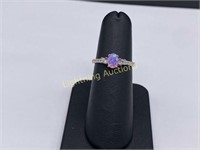 STERLING SILVER PINK OPAL CZ RING