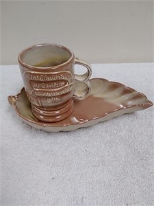 Decorative Pottery coffee mug and leaf