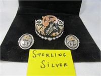 Custom Sterling Silver Rodeo Bracelet & Earrings