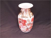 14" floor vase decorated in Asian motif with