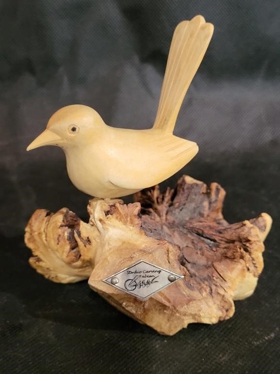 VTG Studio Carving by Fabian Wooden Bird on Wood