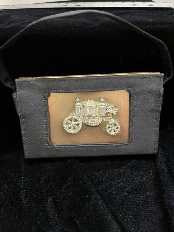 Vtg Brass Cinderella Carriage evening bag 5.5X3"