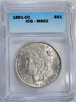 1891-CC MORGAN DOLLAR ICG MS62