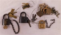 4 brass Yale padlocks w/ keys - 2 Bell System