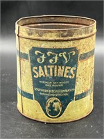 Vtg FFV Saltines Metal Tin Can Southern Biscuit