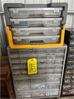 (2) ORGANIZING BINS WITH MISC BOLTS