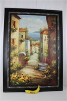 Orig. Framed "Tuscan Village" Painting on Canvas