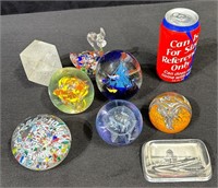 Vintage Blown Glass Paperweight & Souvenir -Lot