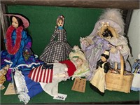 Group of hand made dolls