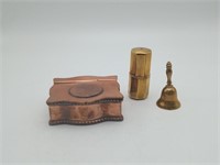 Perfume Bottle Brass BEll & Copper trinket box