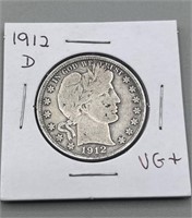 1912-D Barber Silver Half Dollar