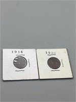 1914, 1930 Wheat Pennies