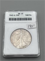 1943-S ANACS MS65 Silver Half Dollar