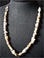 28" Hand Made Shell and Crinoid Necklace on Leathe