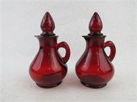 Red glass bottles