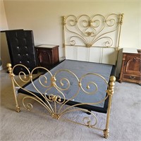 Mid Century Gold Gilt Metal Frame Queen Bed NOTES
