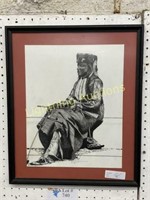 NATIVE AMERICAN PRINT "SITTING IN THE SADDLE"