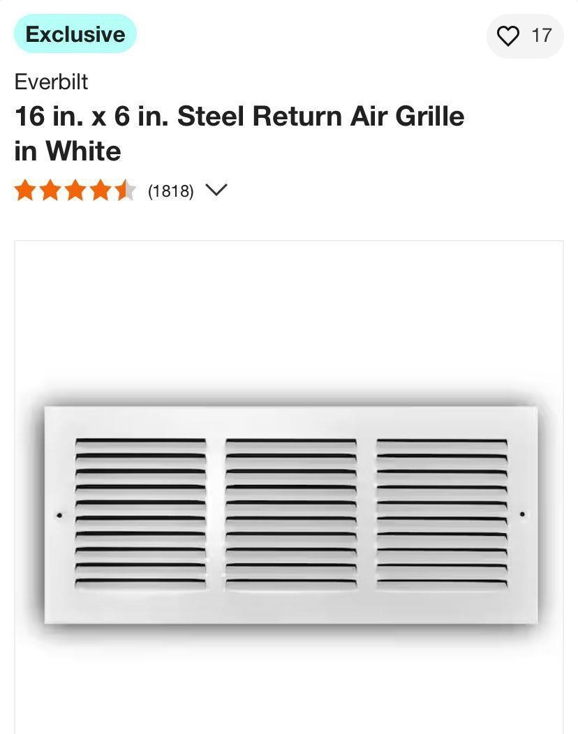 Everbilt 16 in. x 6 in. Steel Return Air Grille