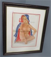 Framed and double matted Vargas print. Measures:
