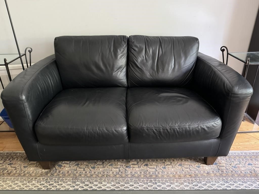 Italsofa Black Leather Love Seat