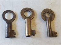 (3) Railroad Lock Keys