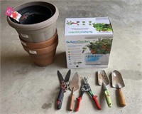 Lot Of Gardening Supplies Including Tools, Pots &