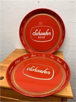 2 Vintage 12" Schafer Beer Trays
