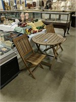 Teak Wood Patio Set Table And 2 Chairs