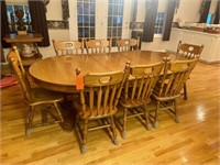 Maple dining table, 2 leaves, 8-chairs