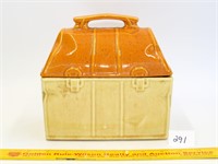 Vintage lunchbox cookie jar, marked 357 USA,