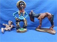 Ceramic Cowboy, Horse, Fiddle Player