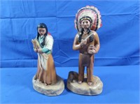 Ceramic Chief & Woman Indian Figures 1965-Art